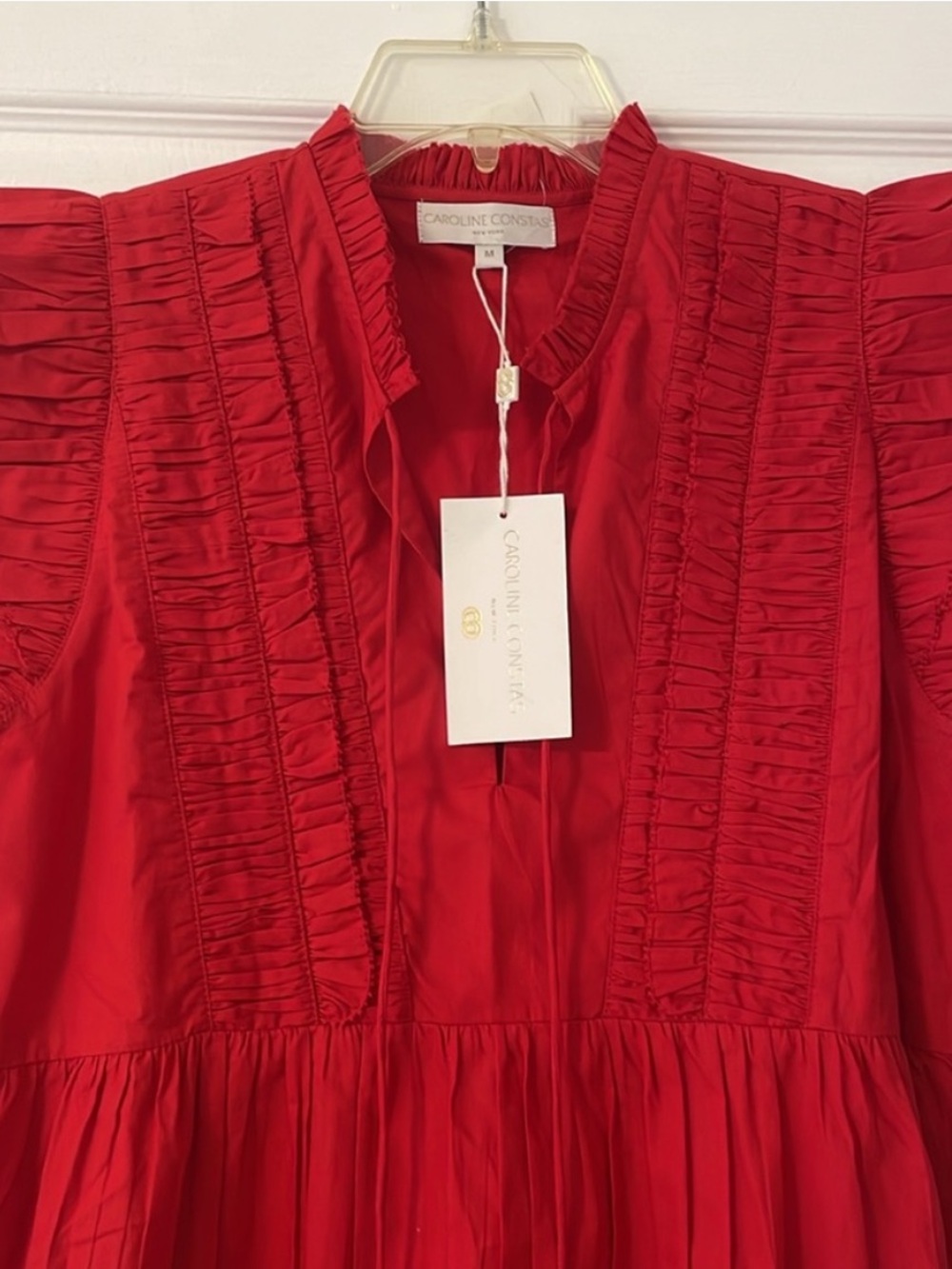 Caroline Constas Red Ruffle Dress NWT - Picture 3 of 6